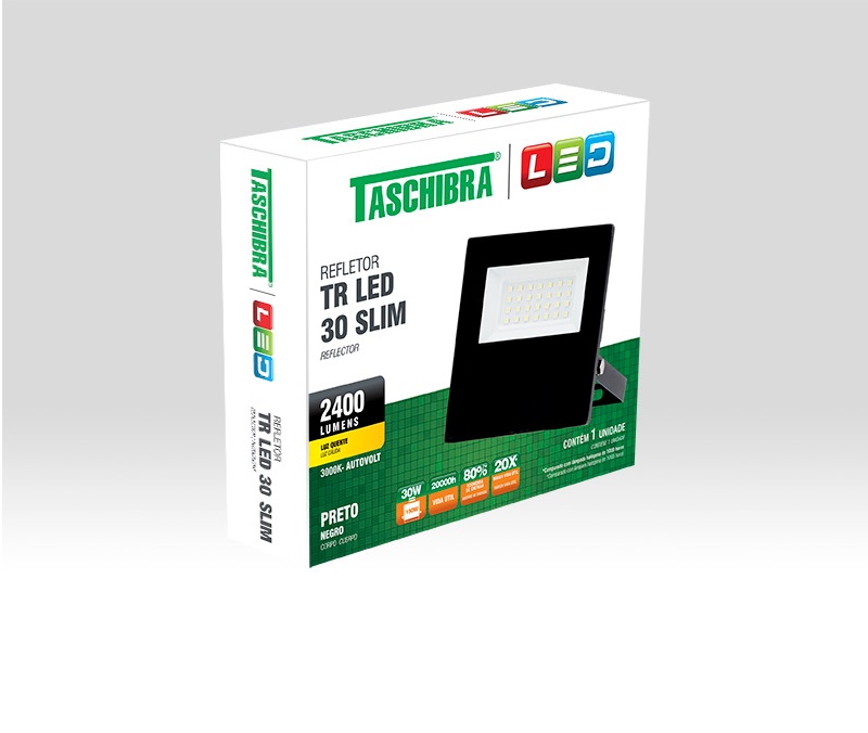 REFLETOR LED TR SLIM 30W 2400 LUMENS 6500K (BRANCA) DER/02 PRETO - Foto 1