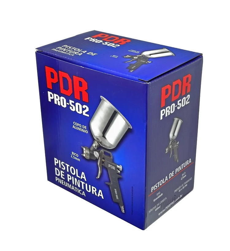 PISTOLA DE GRAVIDADE BICO 2,5MM PRO-502 COPO ALUM�NIO PARA COLA - Foto 2