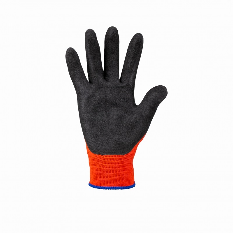 LUVA POLIESTER 9 (G) LARANJA BANHO NITRILICO PALMA PRETA NBR FOAM CA44304 - Foto 1