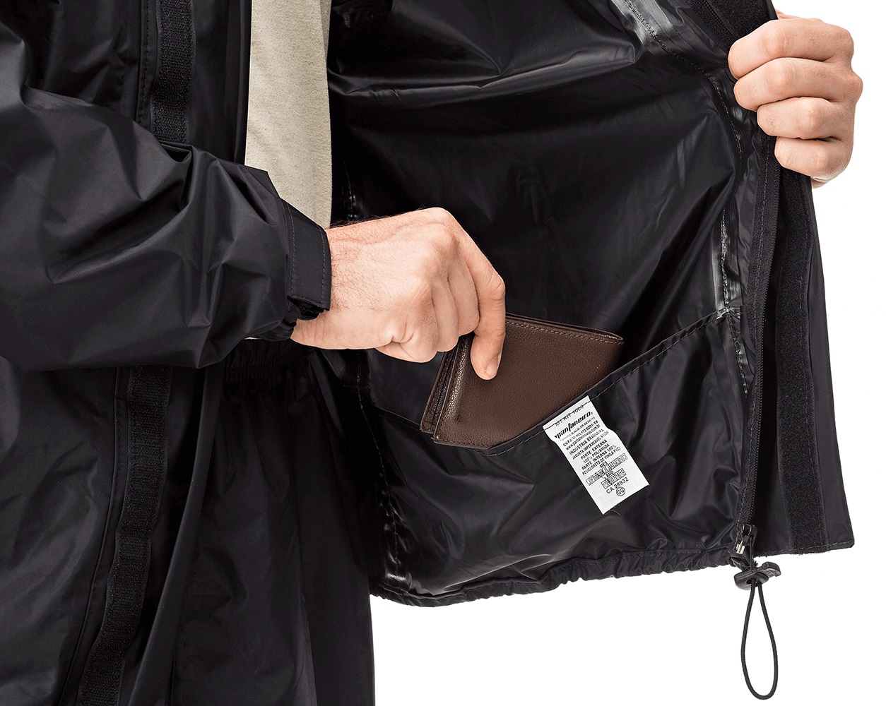 CONUNTO NYLON PRETO GG (CAL�A E JAQUETA) COM GOLA ZIPPER E VELCRO CA42187 - Foto 2