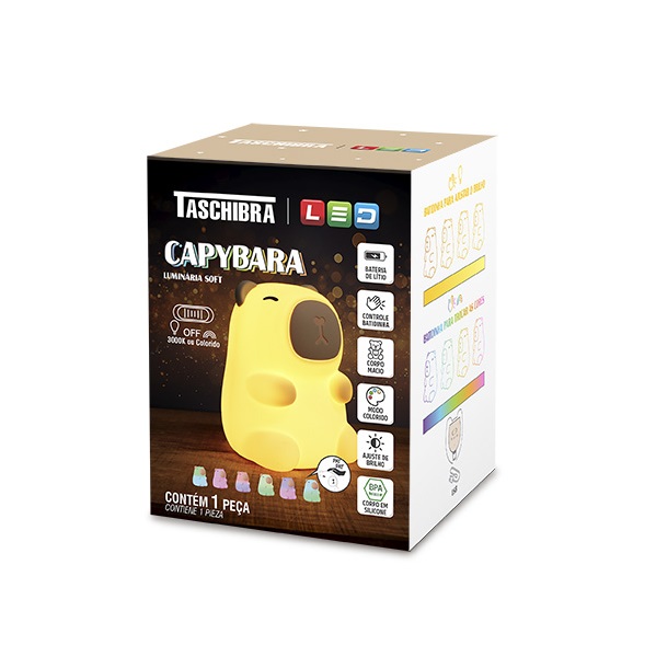 LUMINARIA SOFT LED RECARREGAVEL CAPYBARA 0,5W ( TEMPERATURA DE COR 3000K + COLORIDO) TASCHIBRA - Foto 1