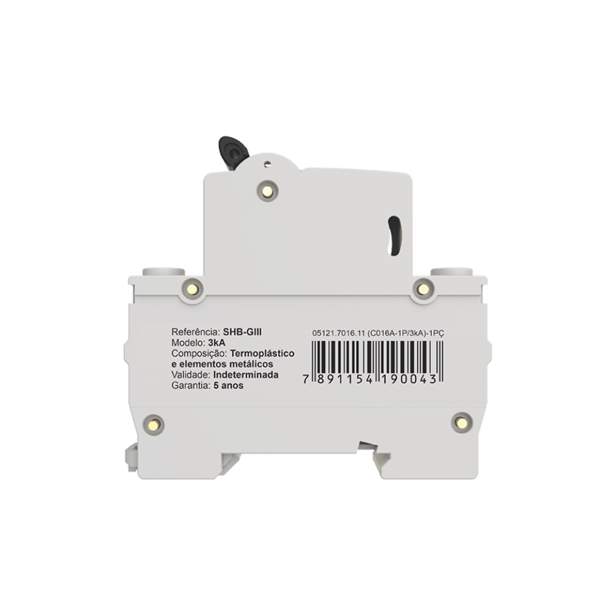 DISJUNTOR DIN 16A MONOPOLAR (1 POLO 230/400VCA) SHB GIII-C16A (TIPO C 5 A 10 X IN) - Foto 4