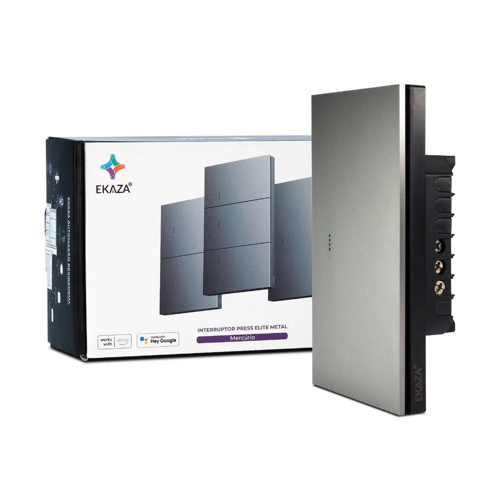 INTERRUPTOR INTELIGENTE M�RCURIO 1 BOTAO 16A CINZA MET�LICO ALUMINIO (ZIGBEE 3.0) EKGD-T408-1ZG - Foto 2
