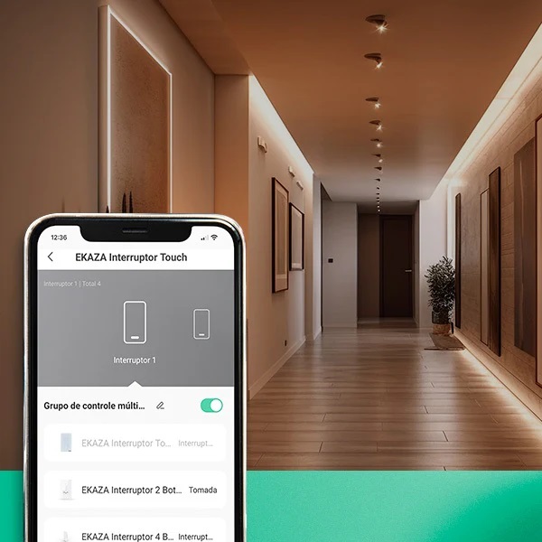INTERRUPTOR INTELIGENTE TOUCH 2.5D 1 BOTAO PRETO VIDRO/ABS 4X2 + TOMADA 2P+T 20A (WI-FI) EKAT-T218-1PB - Foto 3