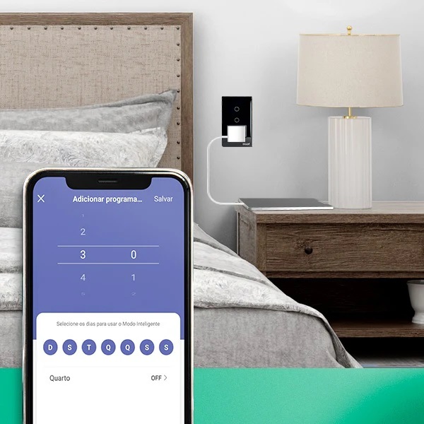 INTERRUPTOR INTELIGENTE TOUCH 2.5D 1 BOTAO PRETO VIDRO/ABS 4X2 + TOMADA 2P+T 20A (WI-FI) EKAT-T218-1PB - Foto 5