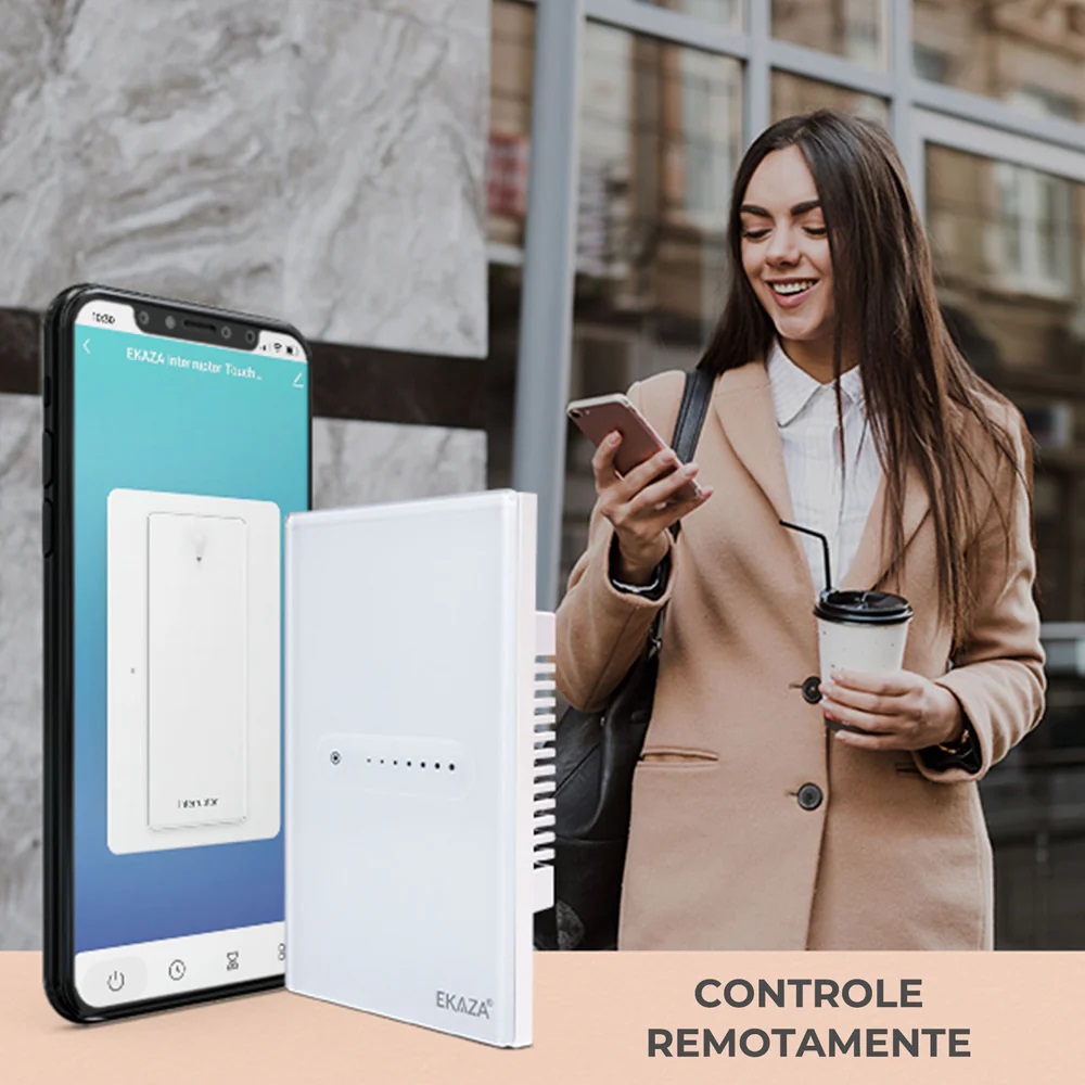 INTERRUPTOR INTELIGENTE DIMMER BRANCO 10A VIDRO/ABS 4X2 (WI-FI) EKAT-T3073WB - Foto 4