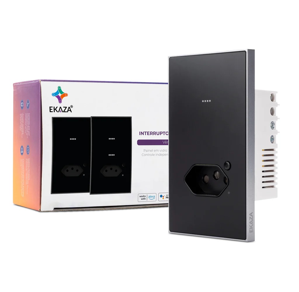 INTERRUPTOR INTELIGENTE SOFT TOUCH V�NUS 1 BOTAO COM TOMADA 2P+T (WI-FI) PRETO EKTL-T418-1P - Foto 2