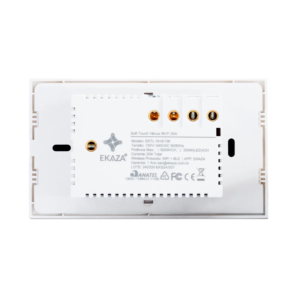 INTERRUPTOR INTELIGENTE SOFT TOUCH V�NUS 1 BOTAO COM TOMADA 2P+T (WI-FI) PRETO EKTL-T418-1P - Foto 3
