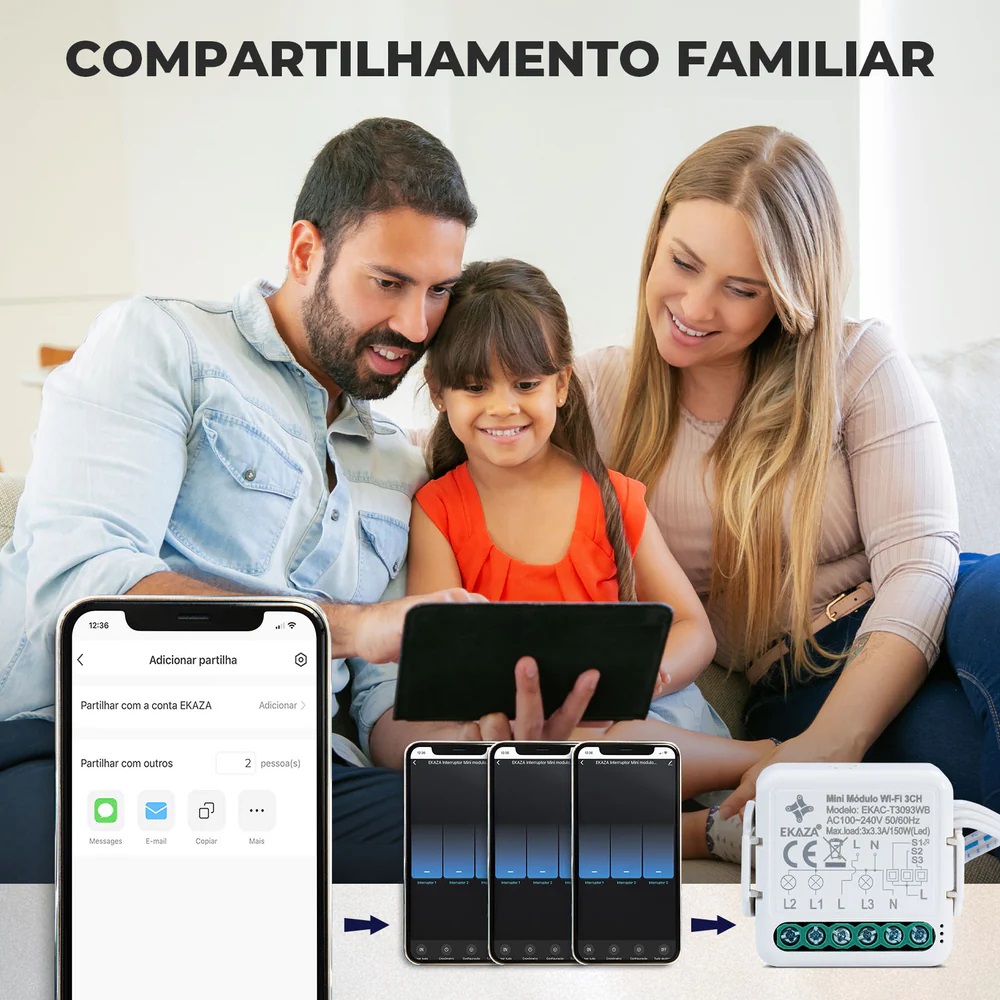 MINI M�DULO INTERRUPTOR REL� INTELIGENTE 2 CANAIS 5A (WI-FI) EKAC-T3092WB - Foto 4