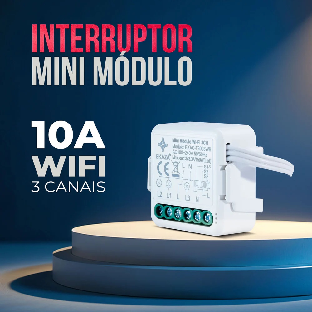 MINI M�DULO INTERRUPTOR REL� INTELIGENTE 2 CANAIS 5A (WI-FI) EKAC-T3092WB - Foto 5