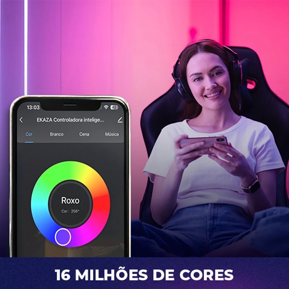 CONTROLADORA INTELIGENTE CCT PARA FITA LED WIFI+BLE CCT + RGB EKHM-T3901-5WB - Foto 3