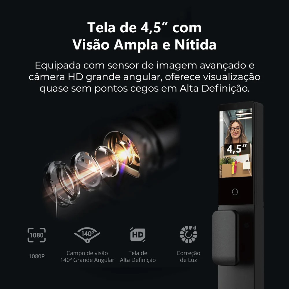 FECHADURA DIGITAL RECONHECIMENTO FACIAL E PALMA DA M�O SIRIUS (WI-FI) EKMG-T5331 - Foto 3