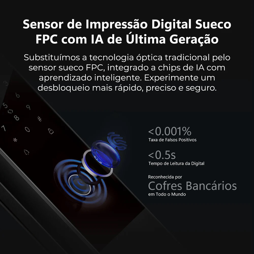 FECHADURA DIGITAL RECONHECIMENTO FACIAL E PALMA DA M�O SIRIUS (WI-FI) EKMG-T5331 - Foto 8