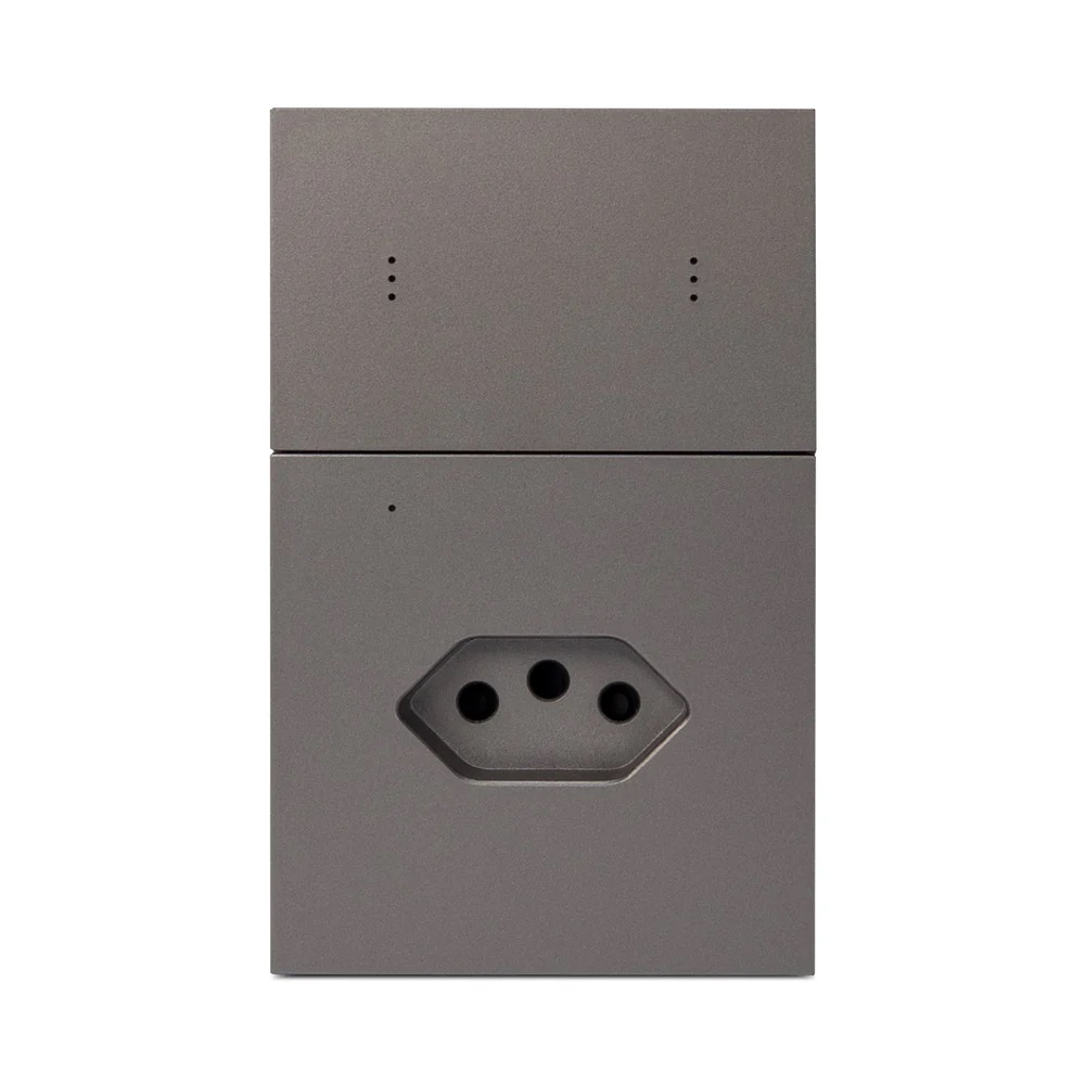 INTERRUPTOR INTELIGENTE MERCURIO LITE 2 BOTOES COM TOMADA 16A 2P+T CINZA (ZIGBEE 3.0) - Foto 1