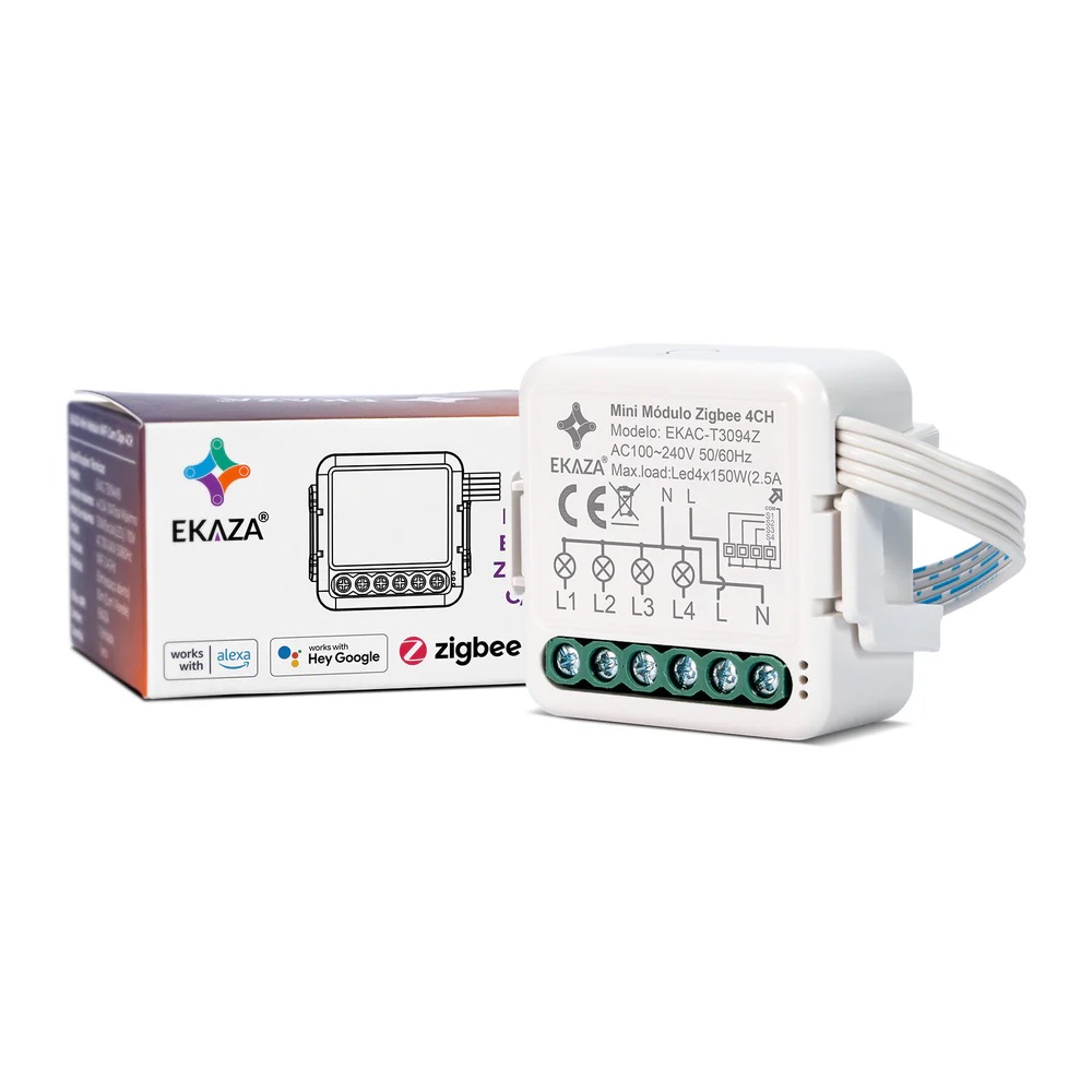 MINI MODULO INTERRUPTOR INTELIGENTE REL� 4 CANAIS (ZIGBEEI) EKAC-T3094Z - Foto 1