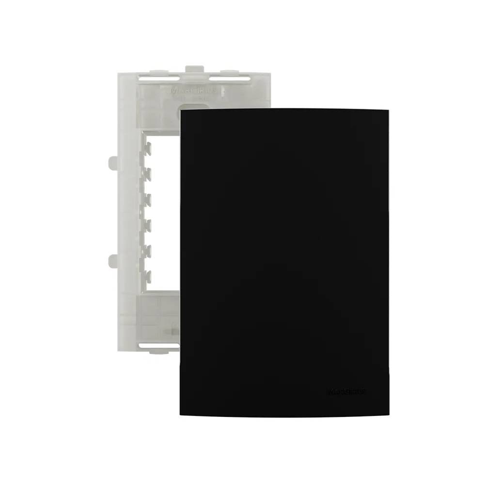 PLACA 4X2 COM SUPORTE CEGA EBONY/PRETO SLEEK