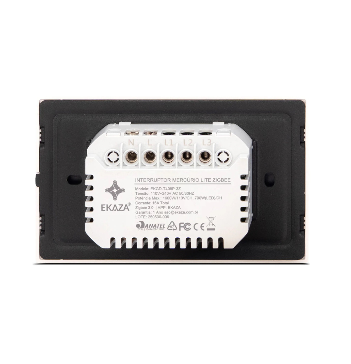 INTERRUPTOR INTELIGENTE MERCURIO LITE 1 BOT�O CINZA (ZIGBEE 3.0) - Foto 1