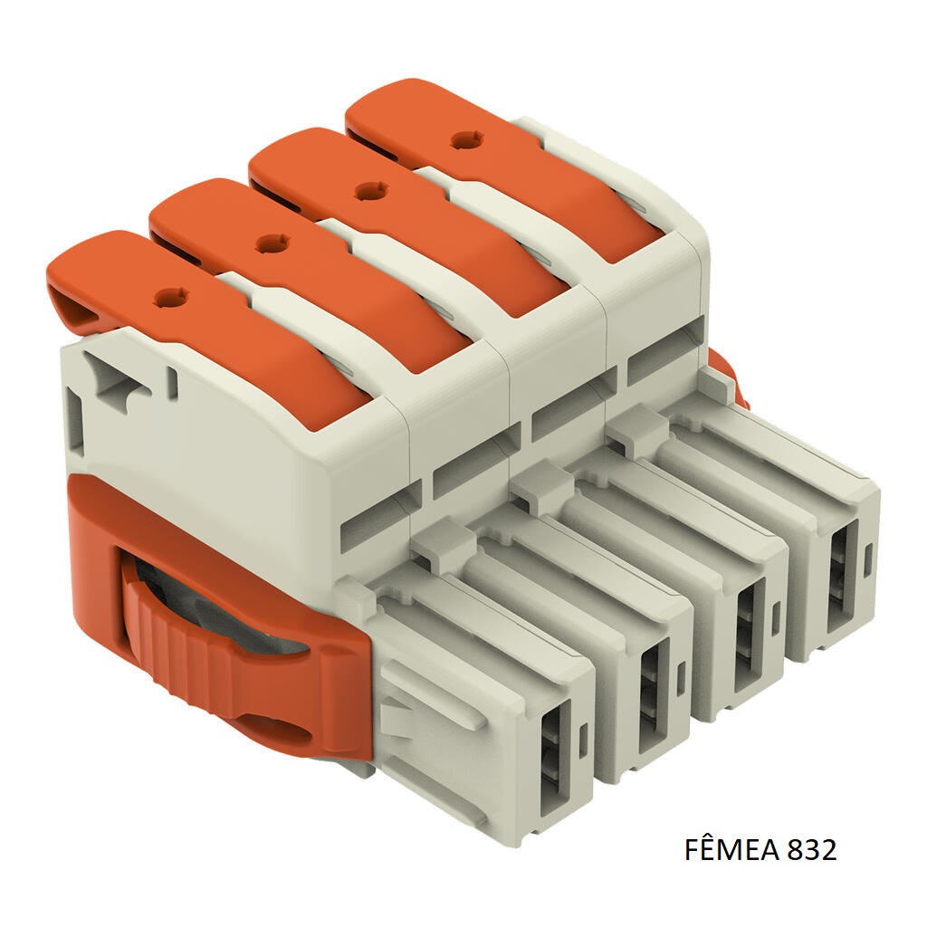 CONJUNTO MACHO + FEMEA 832 - 4 VIAS (CABO 25,00MM) 450V 32A  (832-1104/037-000+832-1204) IP20 - Foto 1