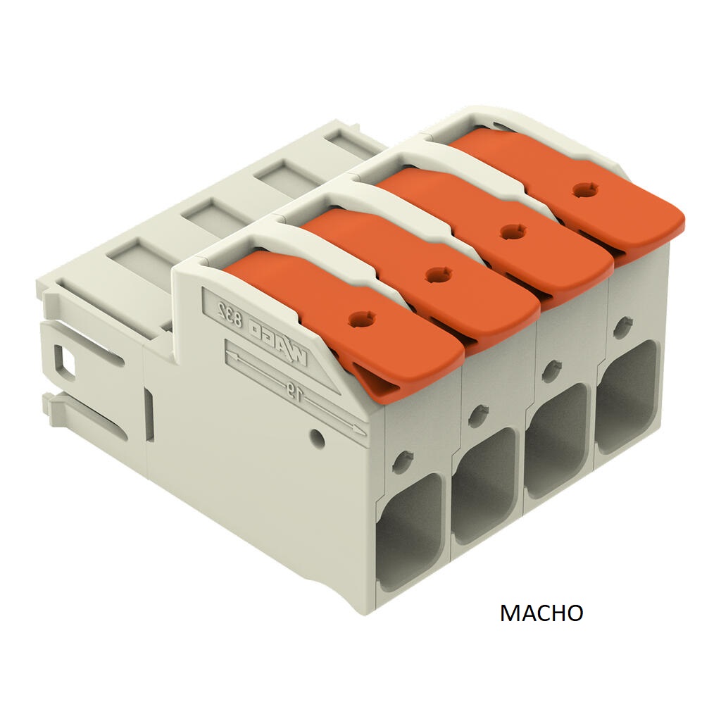 CONJUNTO MACHO + FEMEA 832 - 4 VIAS (CABO 25,00MM) 450V 32A  (832-1104/037-000+832-1204) IP20 - Foto 2