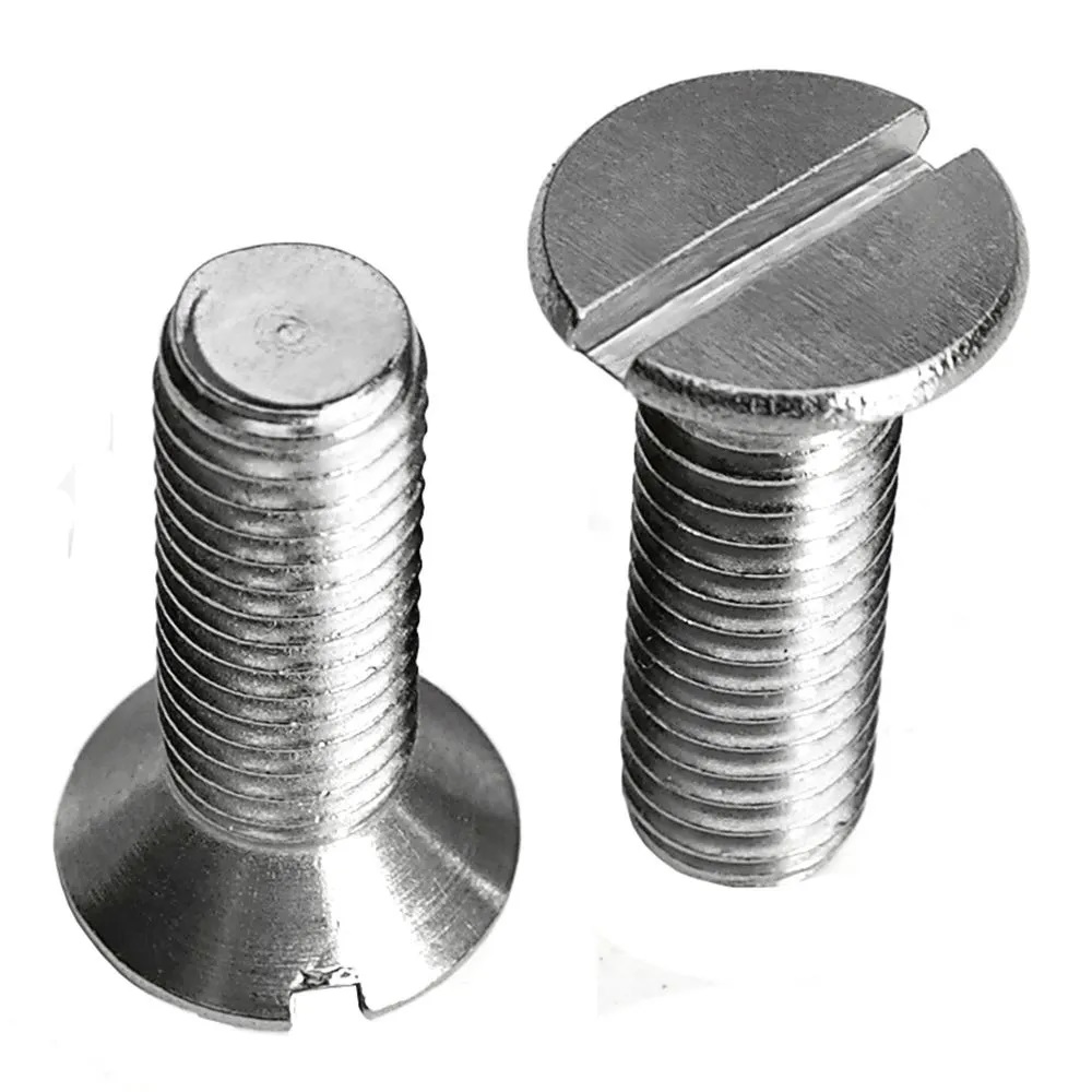 PARAFUSO MAQUINA 3/8X1.1/4 UNC CABECA CHATA FENDA 304 INOX PASSO 16 ROSCA INTEIRA