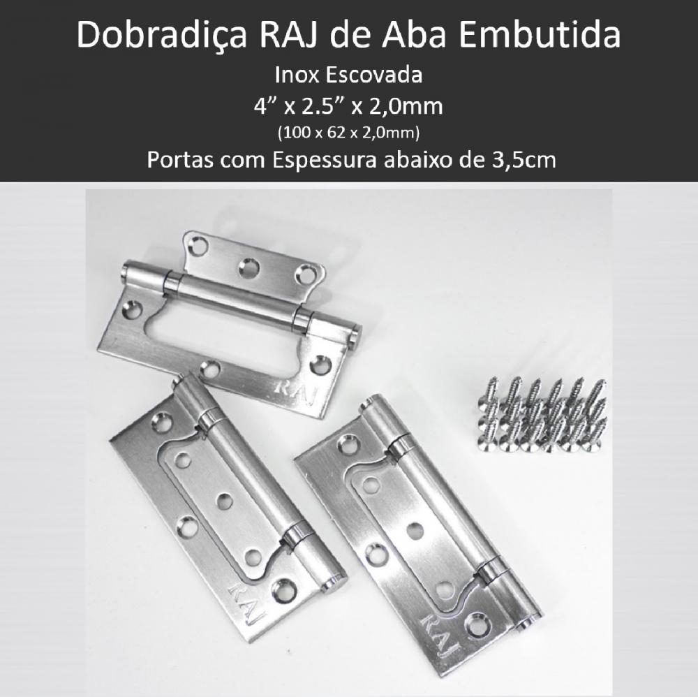 DOBRADIA 100X61X2MM  COM 3 PEAS ABAS SOBREPOR INOX ESCOVADA - Foto 2