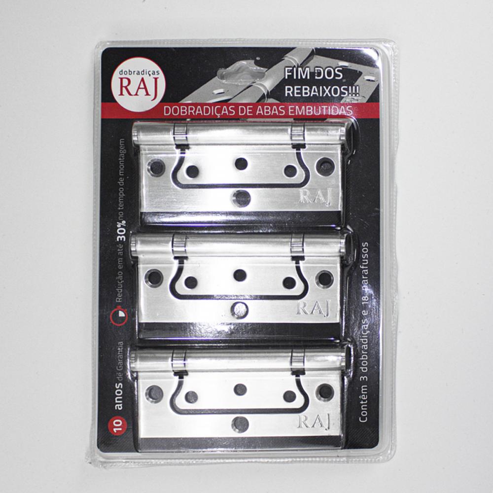 DOBRADIA 100X61X2MM  COM 3 PEAS ABAS SOBREPOR INOX ESCOVADA - Foto 3