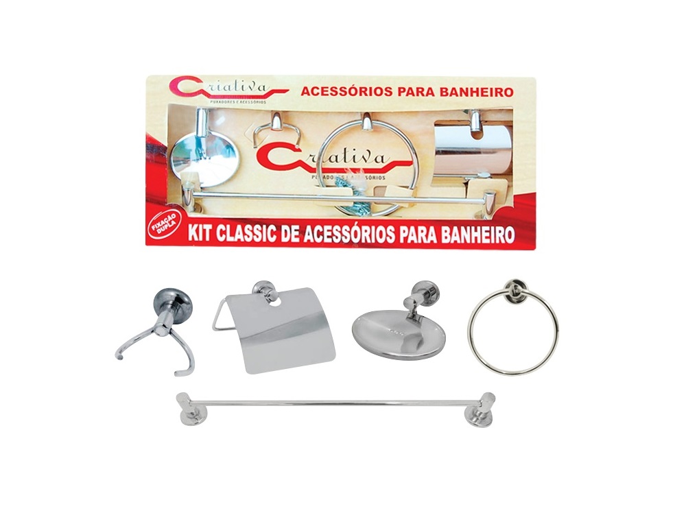 KIT BANHEIRO 5PCS METAL CROMADO CLASSIC  - Foto 1