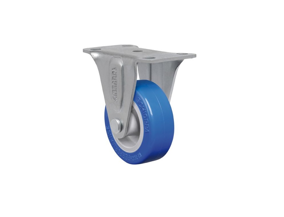 RODIZ�O FIXO 614 FL 6X1.1/2 COMPOSTO TERMOPLASTICO AZUL SEM FREIO PLACA 100X124MM CAPACIDADE 150KG  - Foto 1