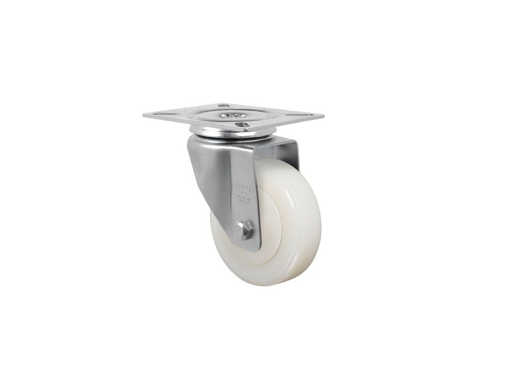 RODIZO GIRATRIO 312 GL 3X1.1/4 NYLON POLIAMIDA BRANCO SEM FREIO PLACA 80X105MM CAPACIDADE 150KG  - Foto 1
