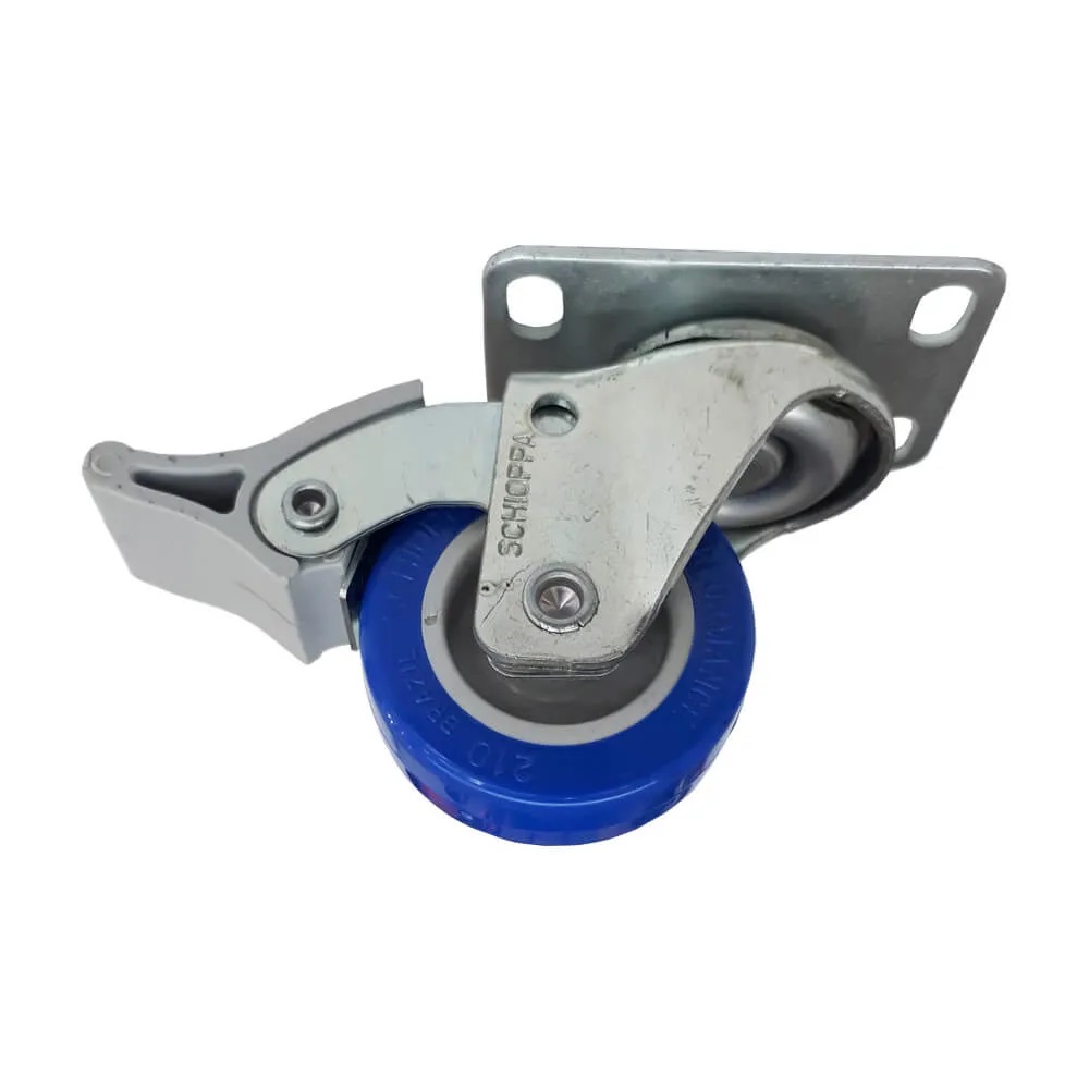 RODIZO GIRATRIO 210 GLE 2X3/4 COMPOSTO TERMOPLASTICO AZUL COM FREIO PARAFUSO 3/8X25MM CAPACIDADE 40KG  - Foto 1