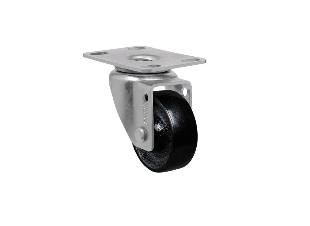 RODIZO GIRATRIO 210 GL 2X3/4 TERMOPLASTICO PVC PRETO SEM FREIO PLACA 49X66MM CAPACIDADE 40KG  - Foto 1