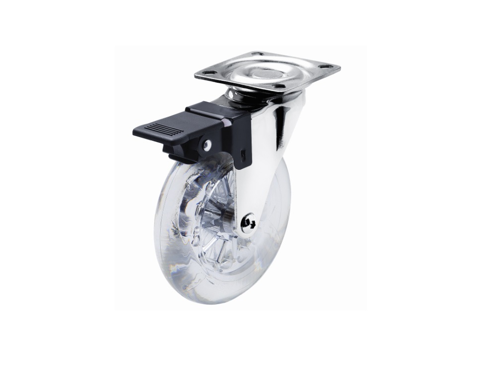 RODIZIO TRANSPARENTE SILICONE 35MM COM FREIO PLACA 42MMX42MM - Foto 1
