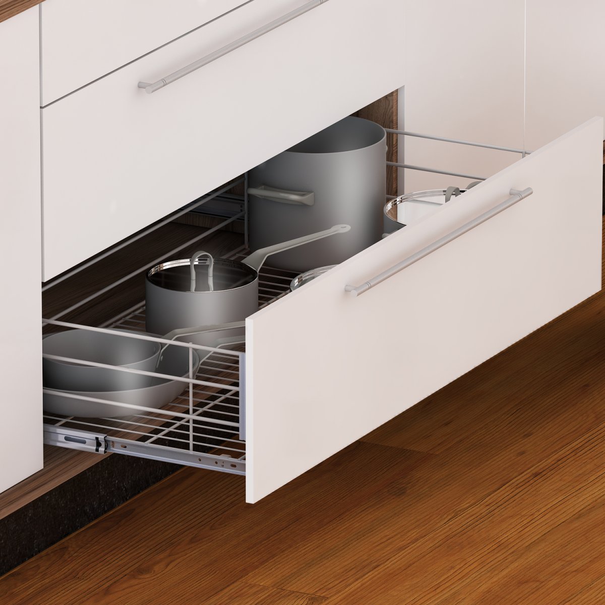 GAVETA ARAMADA 60CM CROMADA P450/L570/H190 COM TRILHO - Foto 1