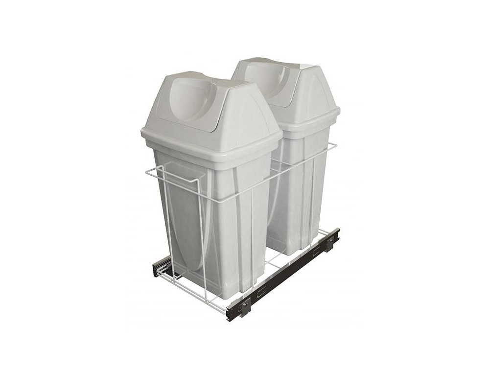LIXEIRA DUPLA 14LT BRANCO COM BALDE BRANCO H506/L268/P468 COM TRILHO - Foto 1