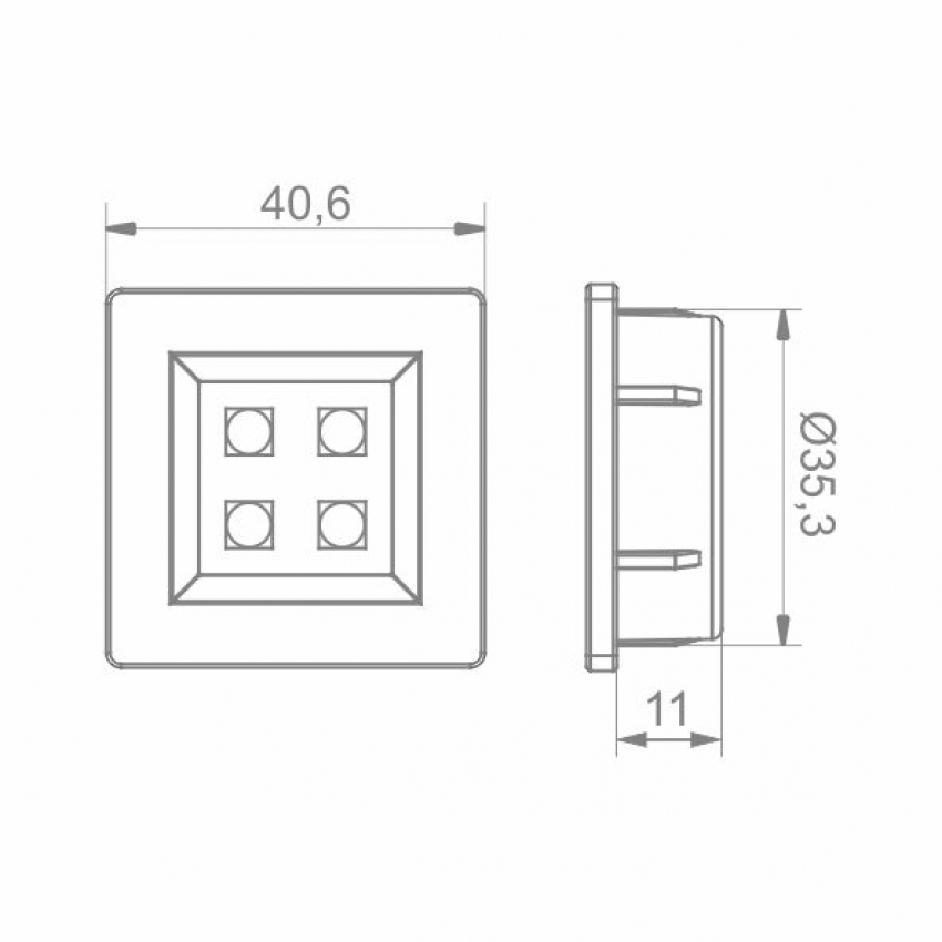 LUMINARIA 40X40 6500K (BRANCA) 4 LED SMD PRATA BASE (*) - Foto 1