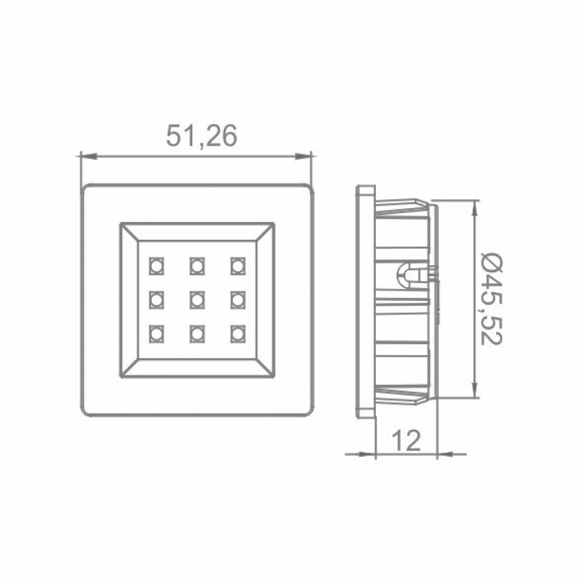 LUMINARIA 51X51 6500K (BRANCA) 9 LED SMD CROMADO 13409 BASE (*) - Foto 1