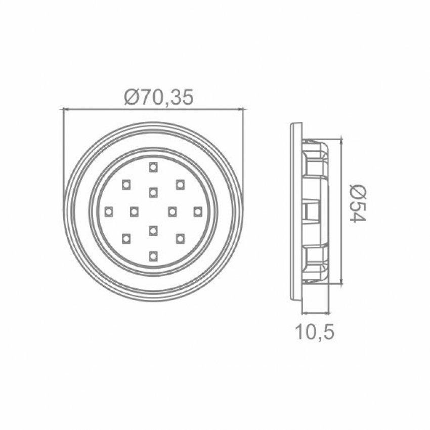 LUMINARIA REDONDA 70MM 6500K (BRANCA) 12 LED SMD CROMADO 13512 BASE (*) - Foto 1