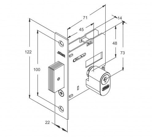 FECHADURA 1007 DE SEGURANA 69MM ROSETA QUADRADA CROMO ACETINADO - Foto 1