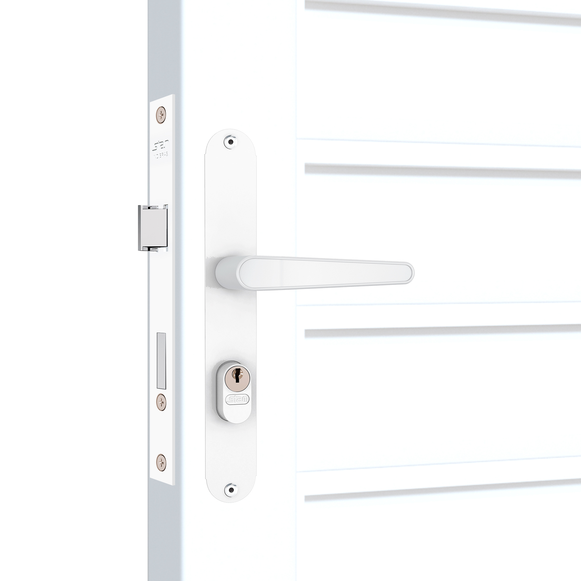 FECHADURA 503/03 EXTERNA ESTREITA MEDIA 46MM BRANCO - Foto 1