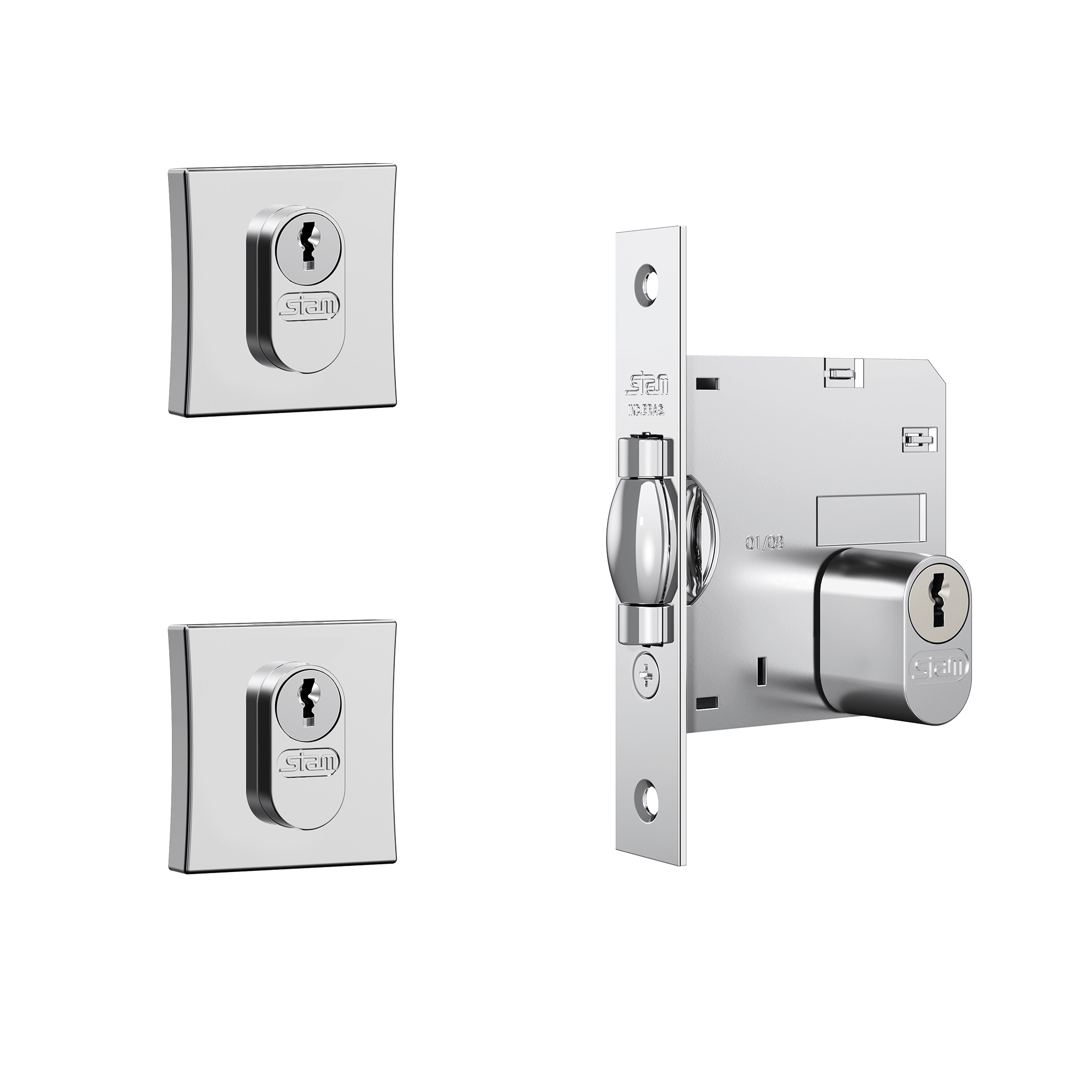FECHADURA 1005/1007 3X1 ROLETE 69MM ROSETA QUADRADA CROMADO - Foto 1