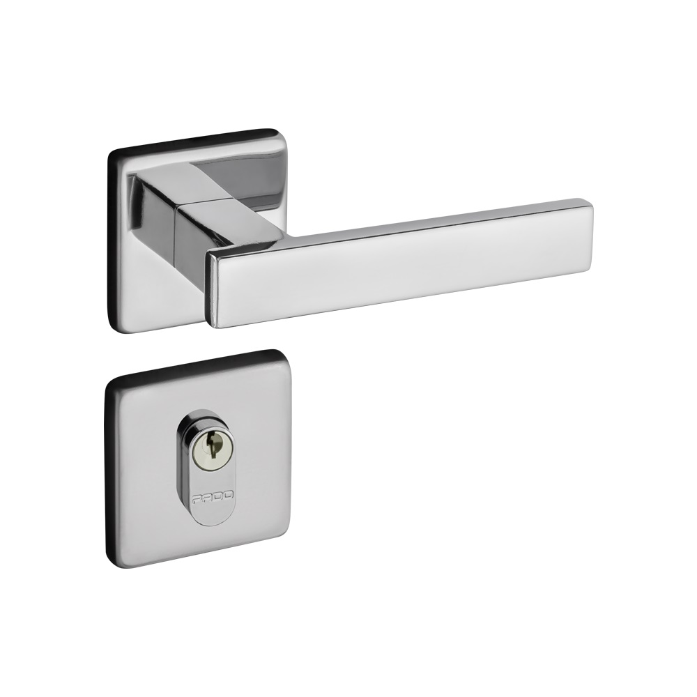 FECHADURA EXTERNA 408B 60MM CROMADA ROSETA QUADRADA CONCEPT - Foto 1