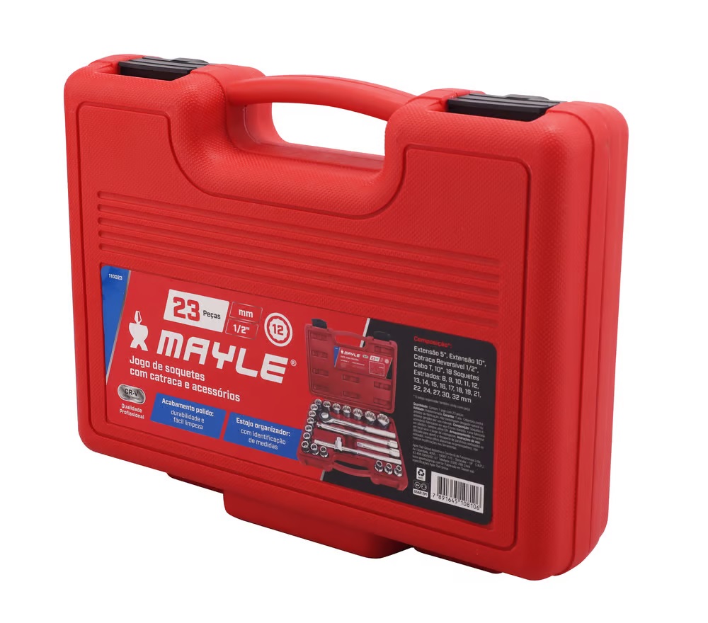 JOGO DE SOQUETE ESTRIADO 1/2 23 PE�AS 832MM COM MALETA - Foto 1
