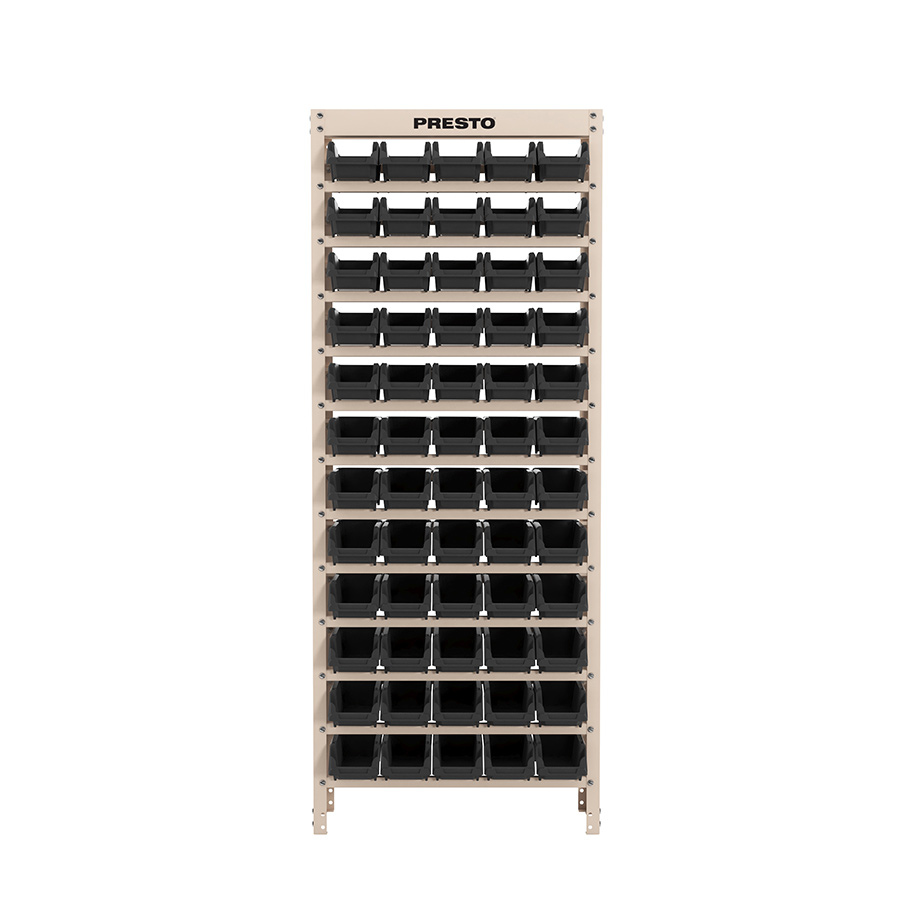 KIT ESTANTE MODULADA 60/3 COM 60 CAIXAS GAVETEIRO PRETO - Foto 1