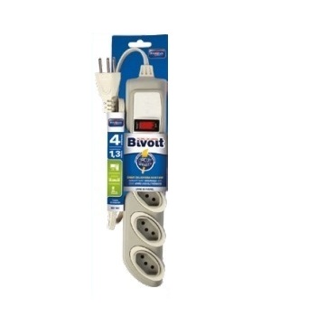 FILTRO DE LINHA 4 TOMADAS 2P+T CINZA 1,3 METROS BIVOLT DN1642  - Foto 1