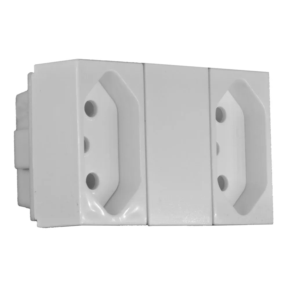 MODULO MONOBLOCO 2 TOMADAS 10A SEPARADAS 4X2 BRANCA SLIM - Foto 1