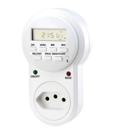 TEMPORIZADOR TIMER DIGITAL AJUSTE SEGUNDOS PLUGUE E TOMADA 127/220V  (*) - Foto 1