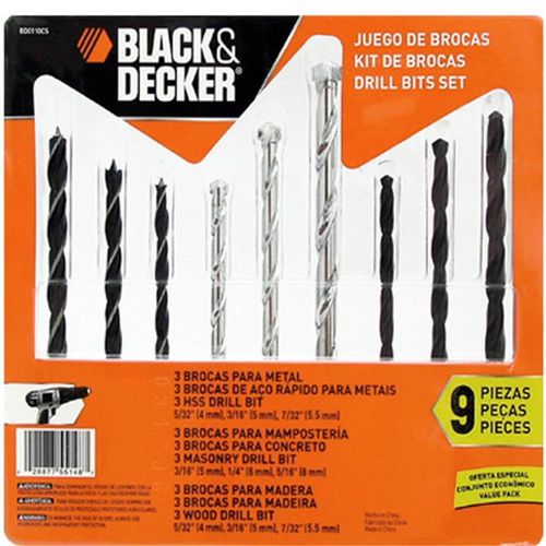 JOGO COM 9 BROCAS PARA MADEIRA CONCRETO E METAL