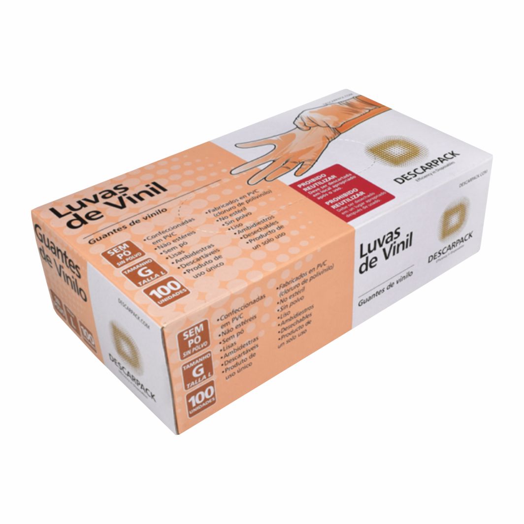 LUVA VINIL SEM P 9 (G) INCOLOR (CAIXA COM 100 UNIDADES)