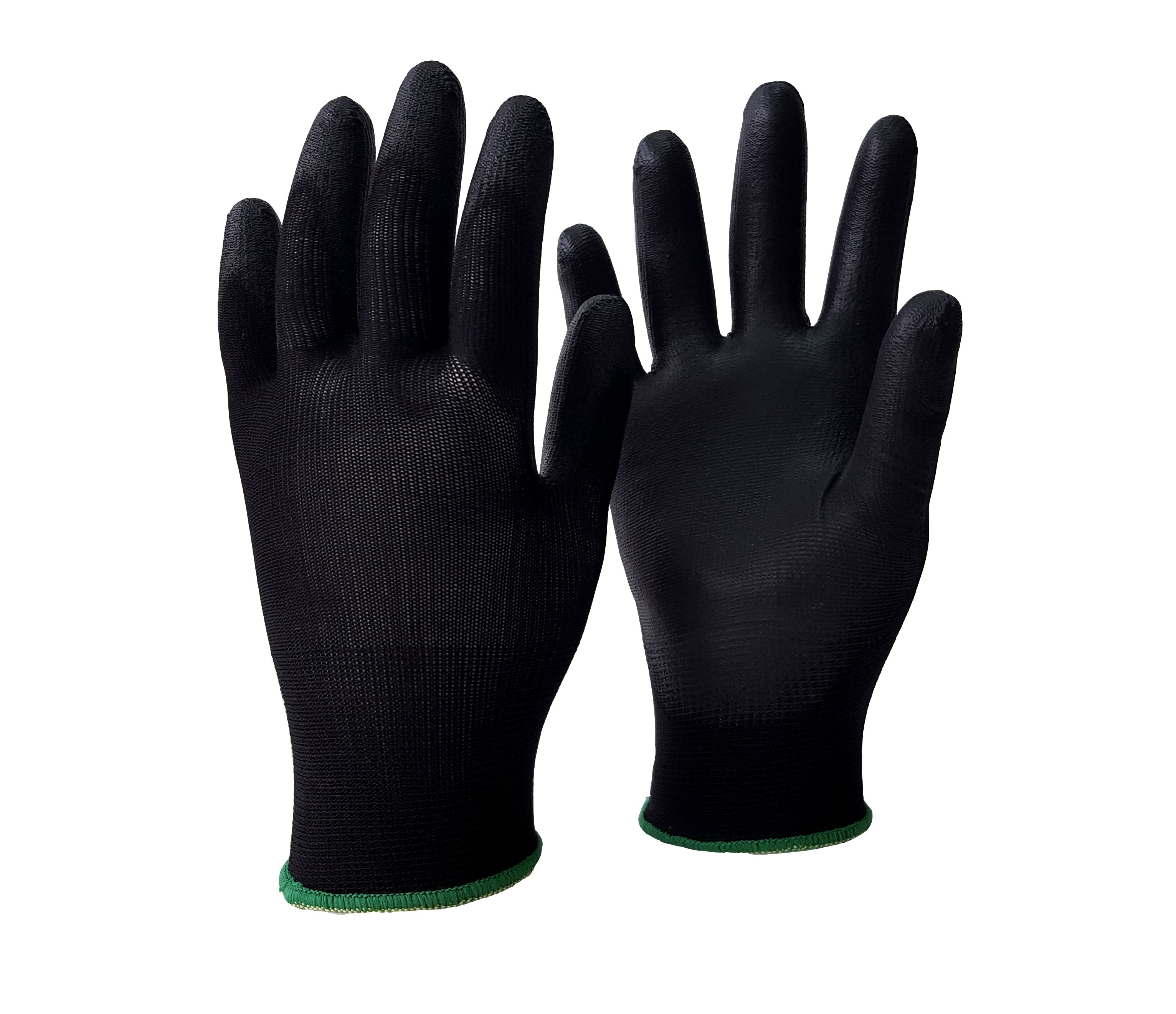 LUVA T�TIL POLI�STER 8 (M) PRETA REVESTIMENTO PALMA POLIURETANO CA41392 - Foto 1