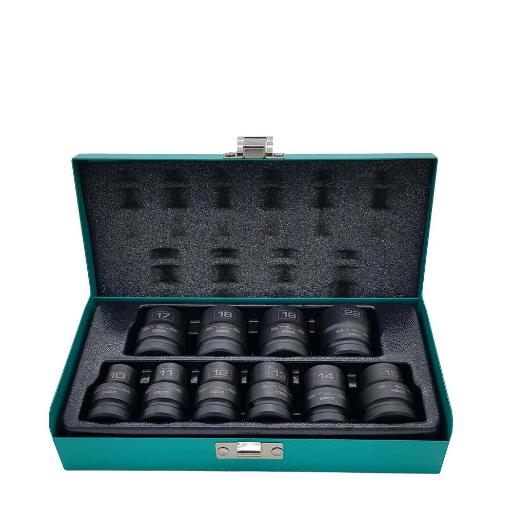 JOGO SOQUETE ENCAIXE 1/2 SEXTAVADO DE IMPACTO 10,11,12,13,14,15,17,18,19,22MM 10 PE�AS - Foto 1
